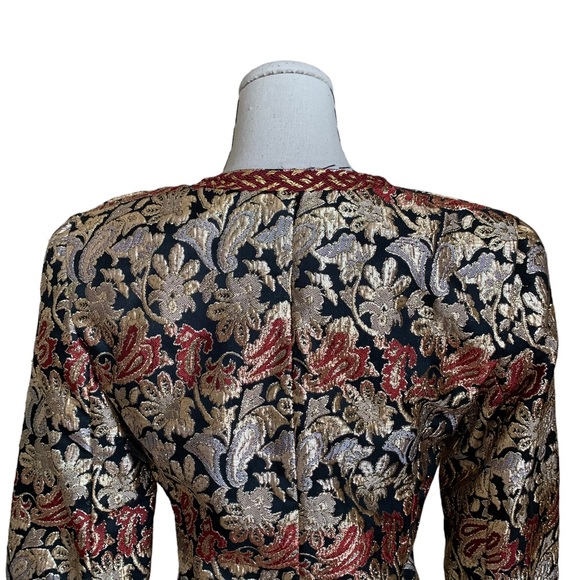 Vintage 80s Victor Costa Metallic Brocade Evening Jacket Top size 6 8 Medium - Picture 5 of 13